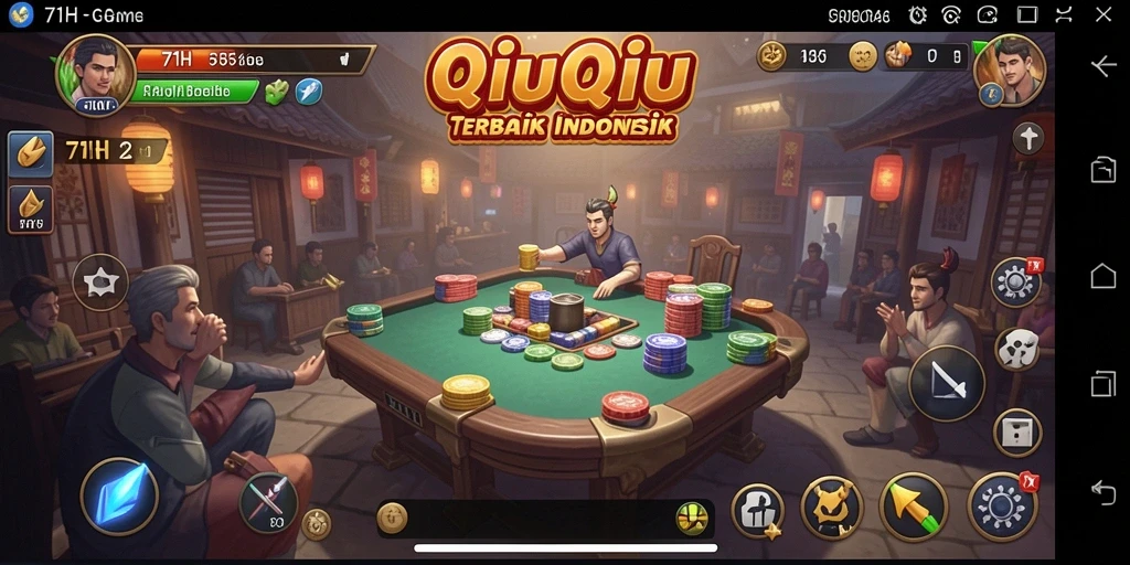 Tampilan gameplay seru dengan kartu dan strategi QiuQiu.