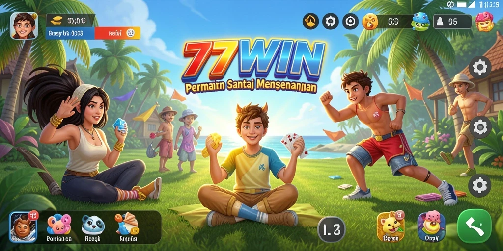 Tangkapan layar gameplay 77WIN yang penuh warna dan menyenangkan.
