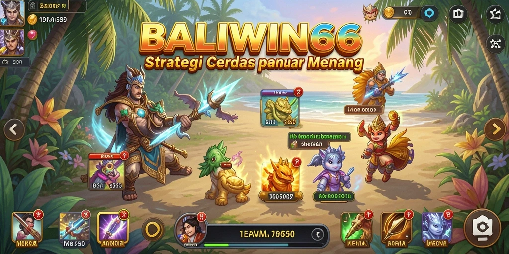 Tampilan gameplay BALIWIN66 yang menyerupai pertempuran strategi intens.
