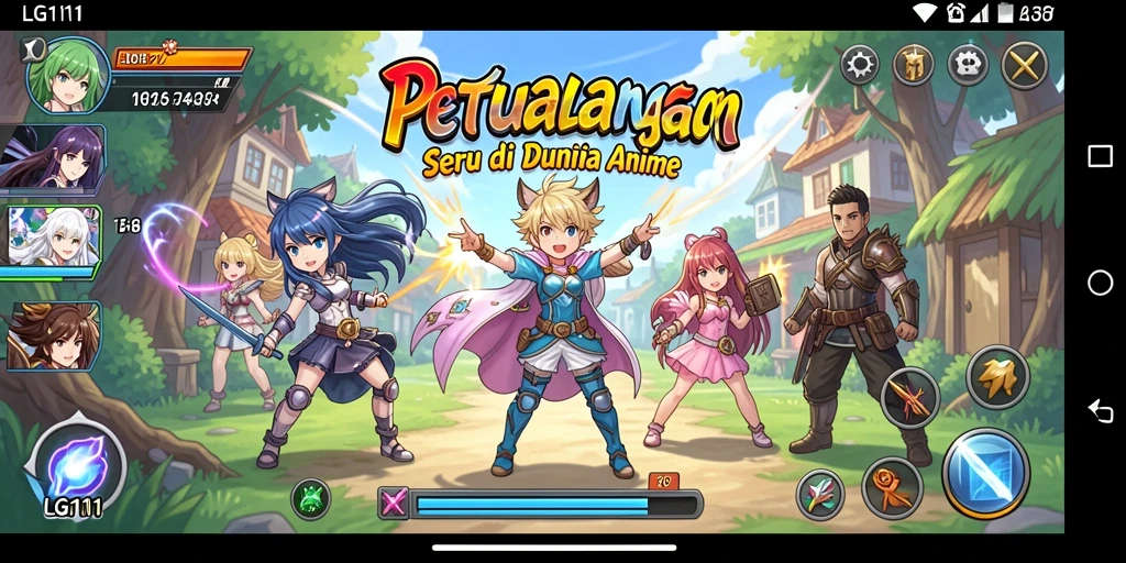 Tampilan gameplay yang menawan dari LG111 dengan karakter anime yang dinamis.